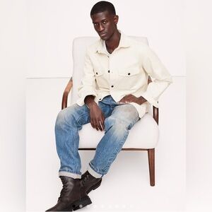 NWT Banana Republic Cotton Twill Shirt Transition Crèam White Jacket Sz M/T